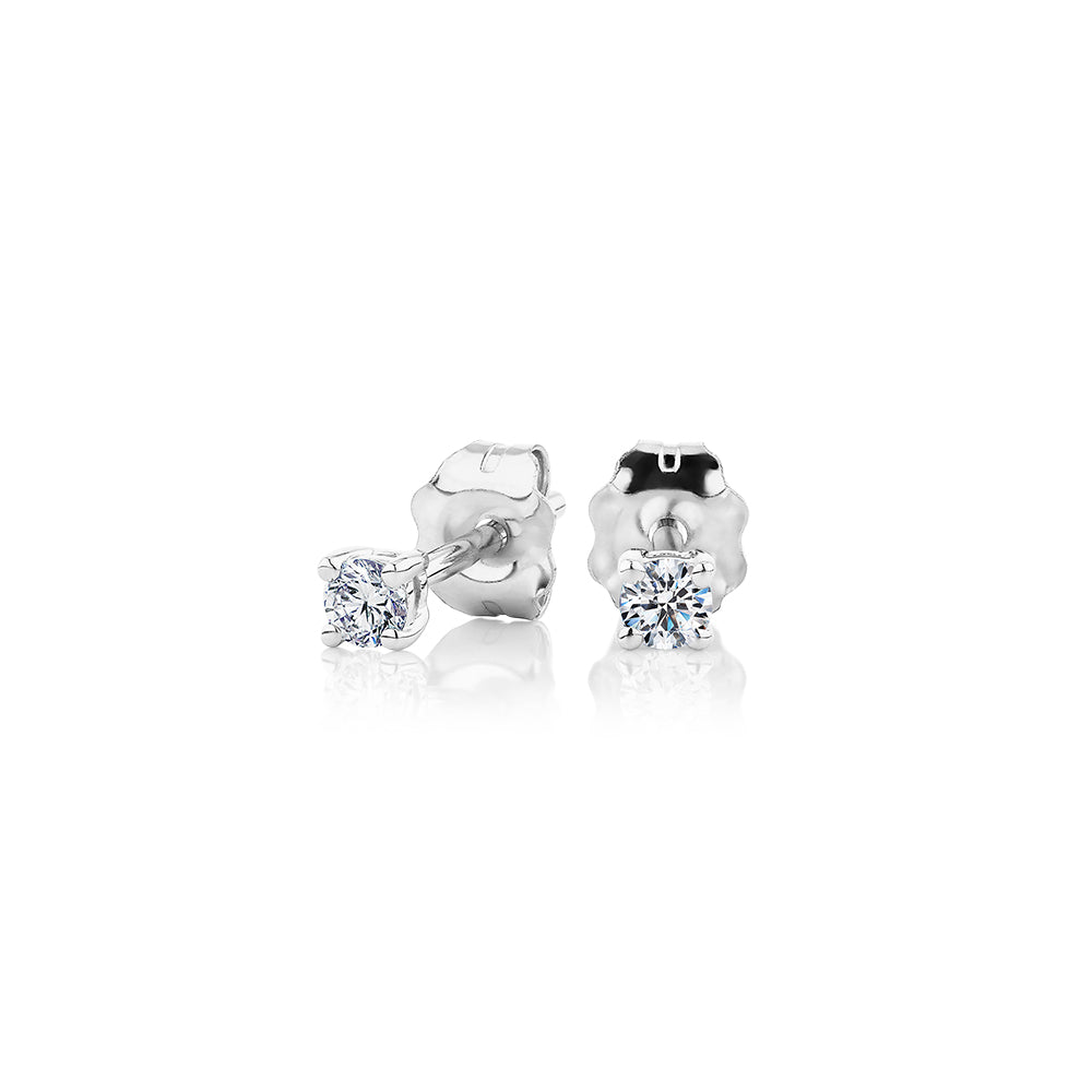 Premium Lab-Grown Diamond, 0.10 carat TW round brilliant stud earrings in 10 carat white gold