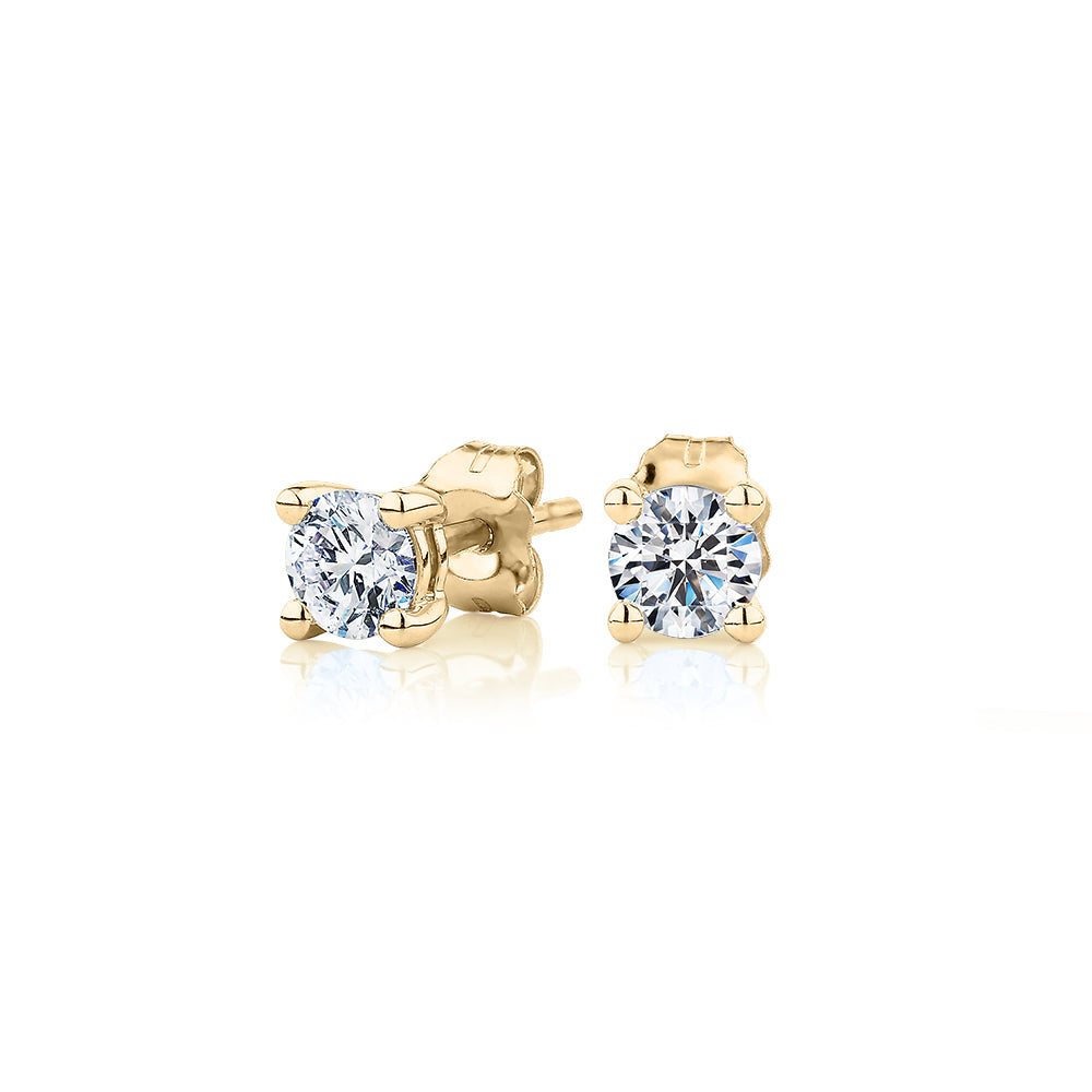 Premium Lab-Grown Diamond, 0.50 carat TW round brilliant stud earrings in 10 carat yellow gold