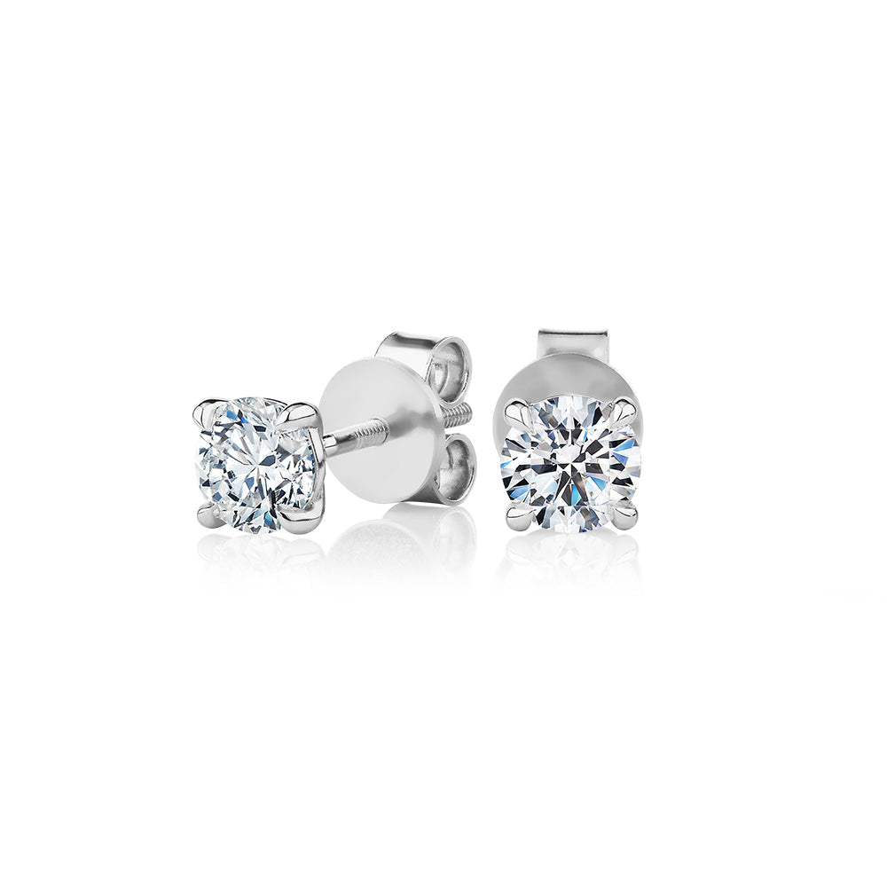Premium Certified Lab-Grown Diamond, 1.00 carat TW round brilliant stud earrings in 14 carat white g