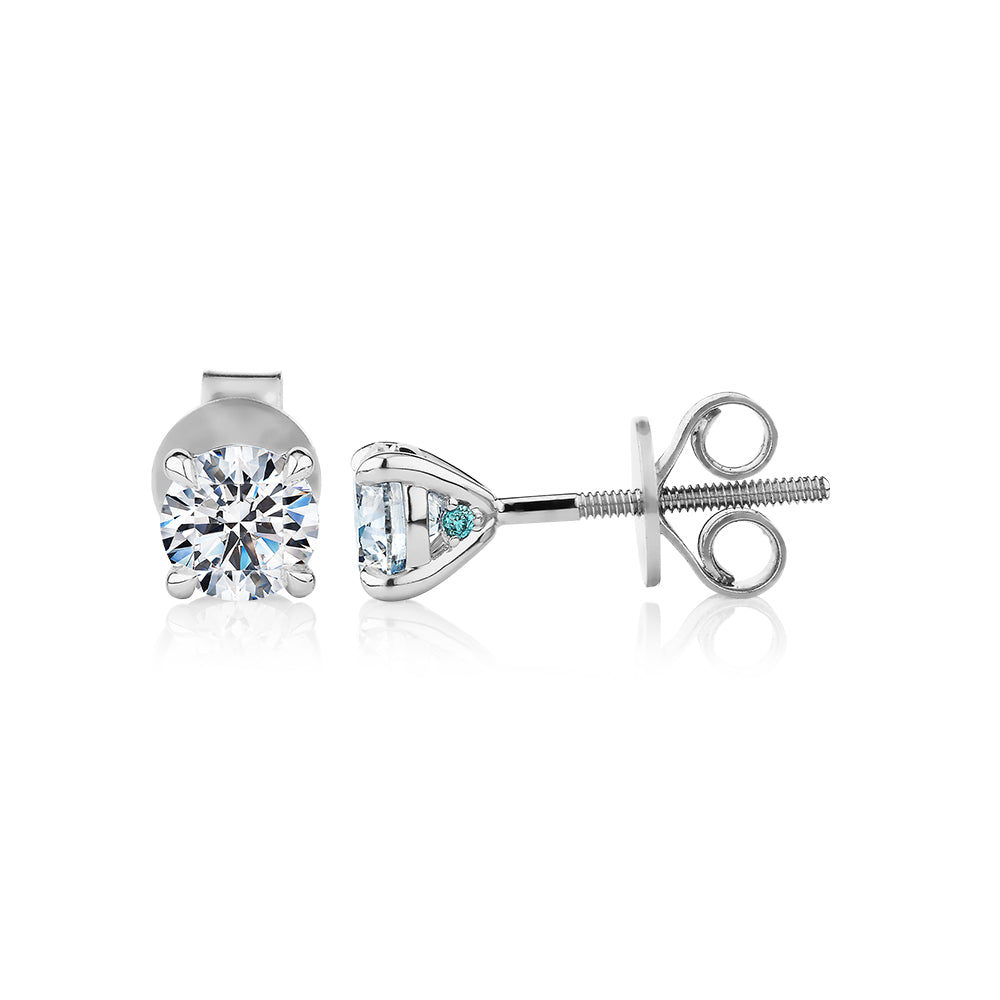 Premium Certified Lab-Grown Diamond, 1.00 carat TW round brilliant stud earrings in 14 carat white g