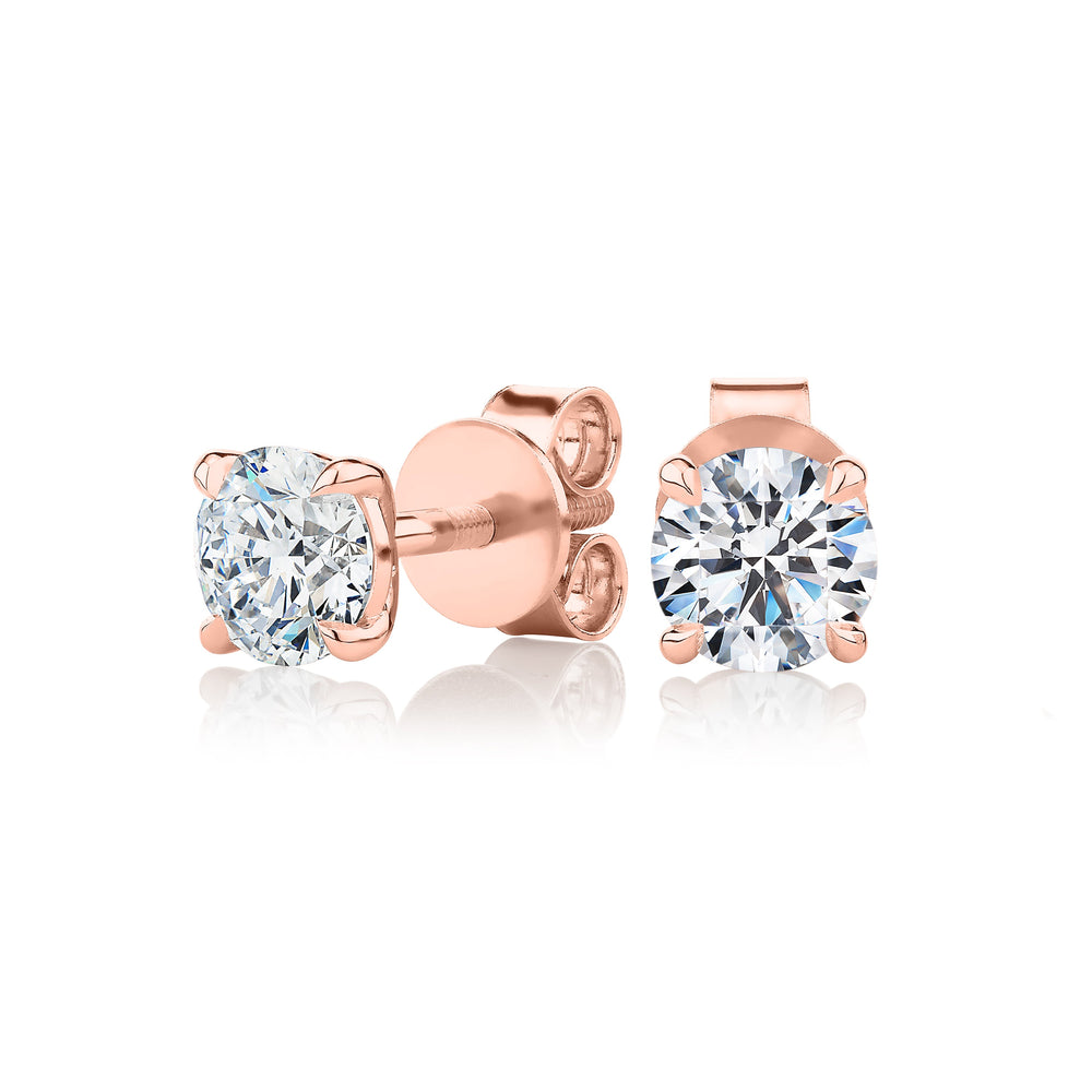 Premium Certified Lab-Grown Diamond, 1.40 carat TW round brilliant stud earrings in 14 carat rose gold