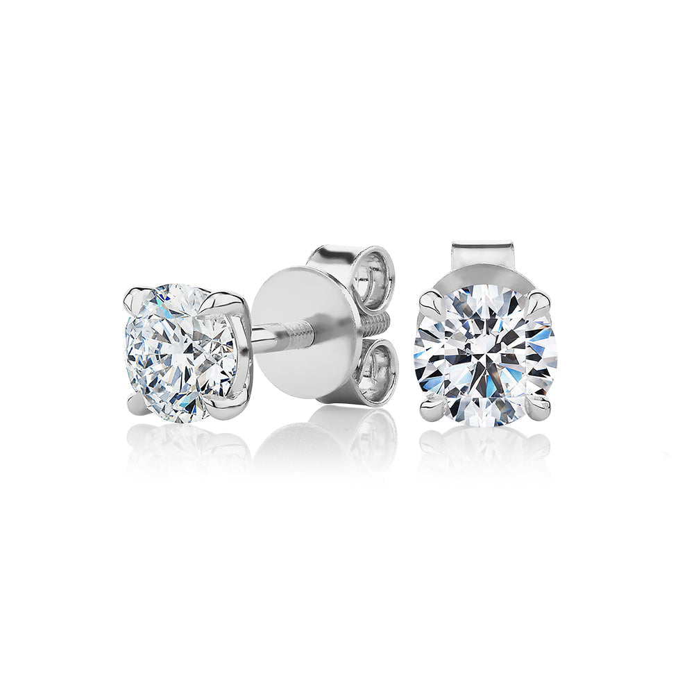 Premium Certified Lab-Grown Diamond, 1.40 carat TW round brilliant stud earrings in 14 carat white gold