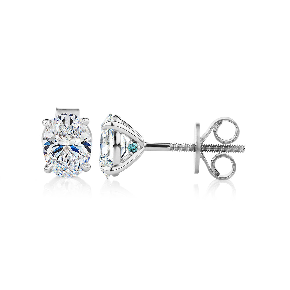 Premium Certified Lab-Grown Diamond, 1.40 carat TW oval stud earrings in 14 carat white gold
