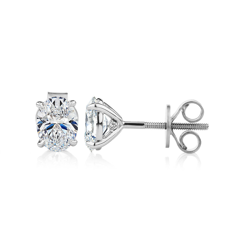 Signature Simulant Diamond 1.40 carat* TW oval stud earrings in 14 carat white gold