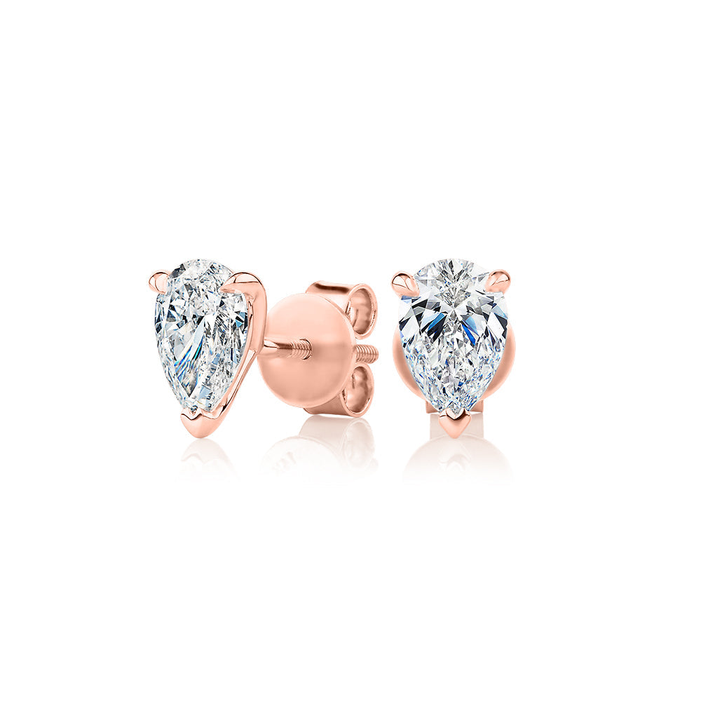 Signature Simulant Diamond 1.40 carat* TW pear stud earrings in 14 carat rose gold