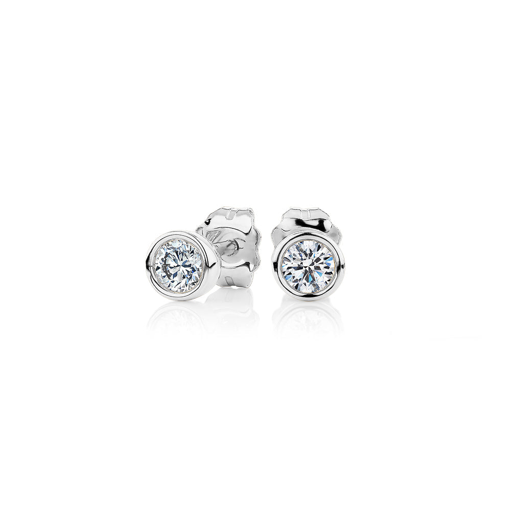 Premium Lab-Grown Diamond, 0.25 carat TW round brilliant stud earrings in 10 carat white gold