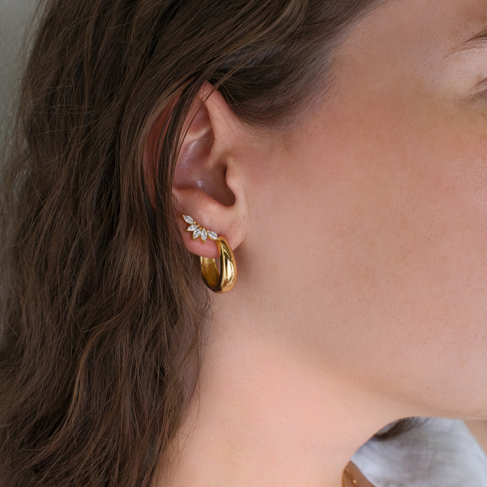 Fancy earrings with diamond simulants in 18 carat yellow gold vermeil