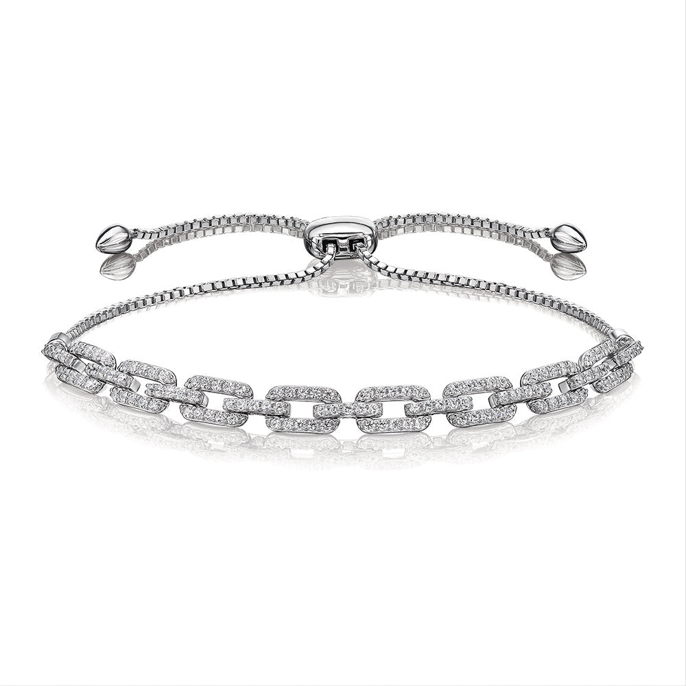 Slider bracelet with 0.84 carats* of diamond simulants in sterling silver