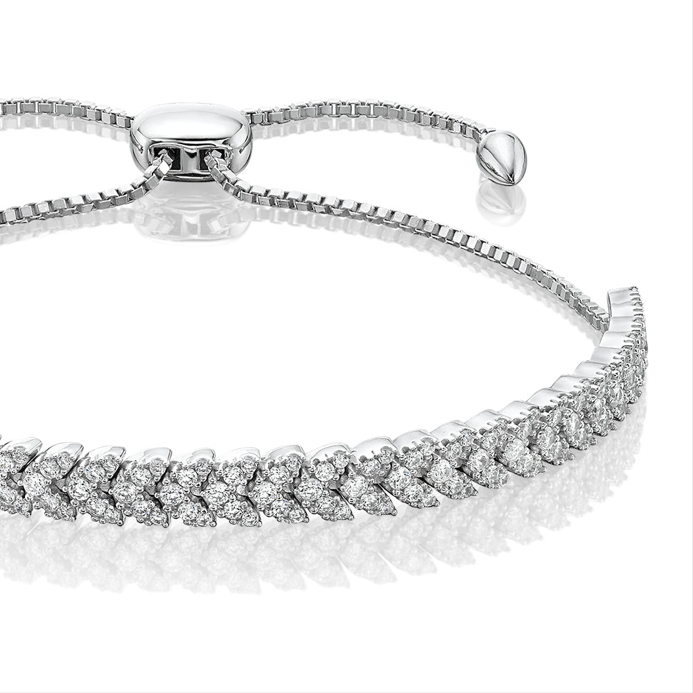 Slider bracelet with 1.44 carats* of diamond simulants in sterling silver