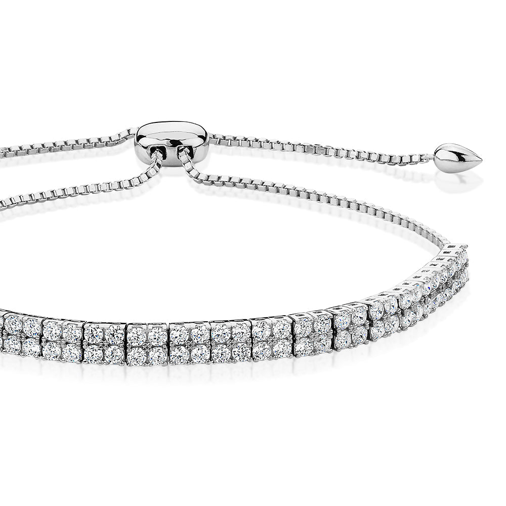 Slider bracelet with 2.52 carats* of diamond simulants in sterling silver