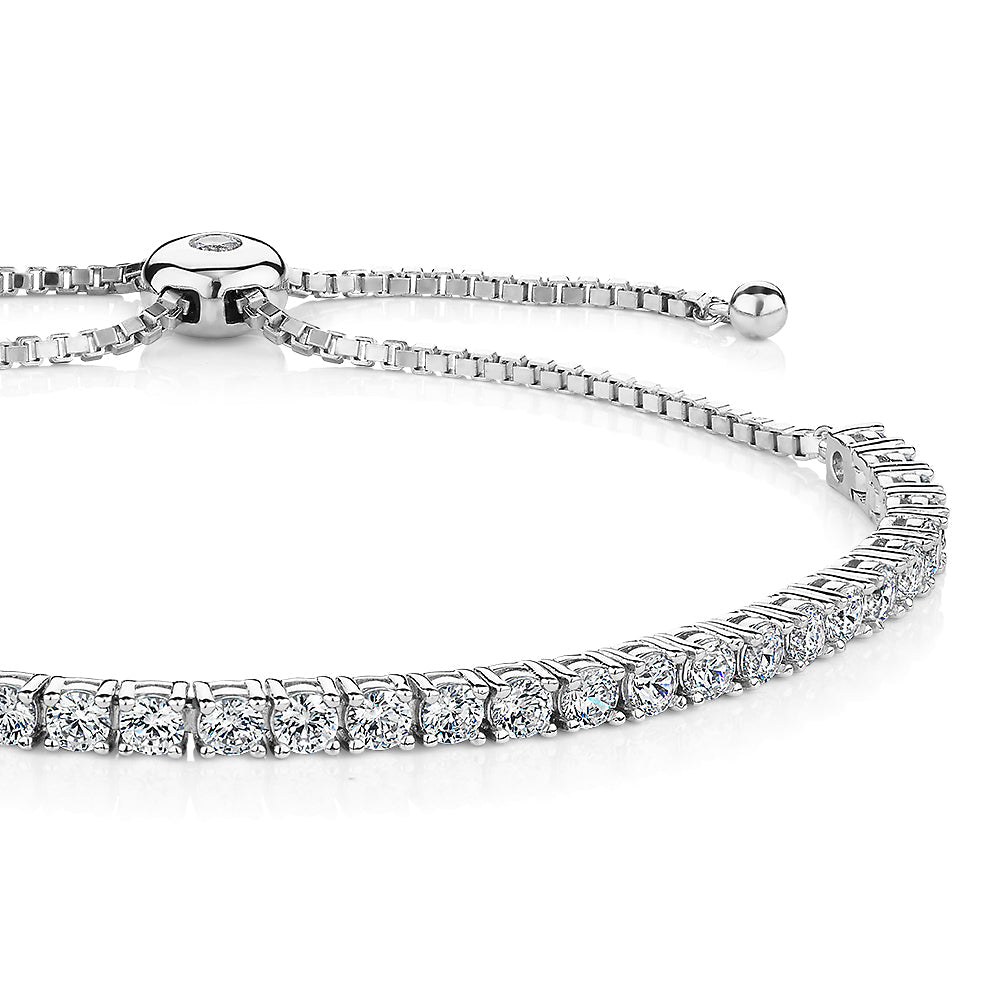 Slider bracelet with 3.85 carats* of diamond simulants in sterling silver