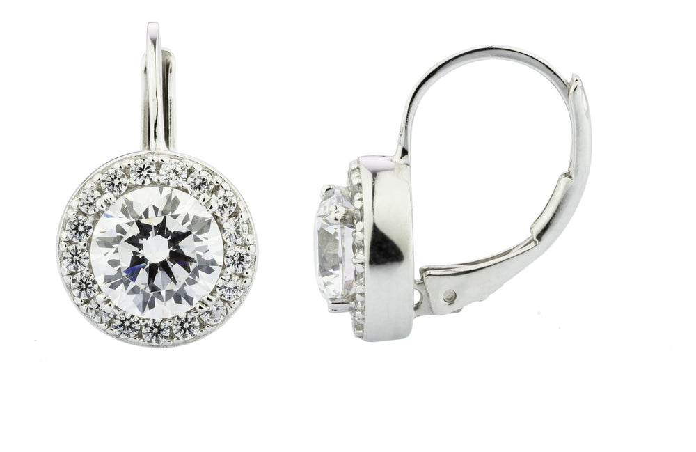 Round Brilliant drop earrings with 2.2 carats* of diamond simulants in sterling silver