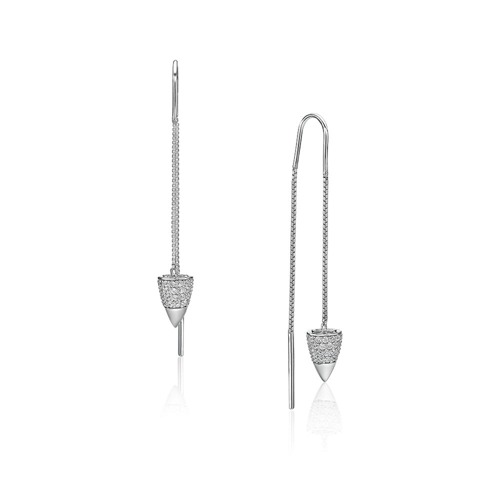 Round Brilliant drop earrings in sterling silver