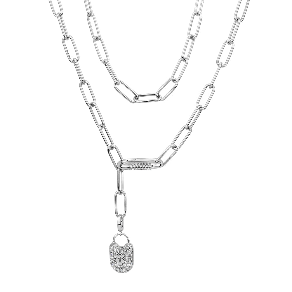 Round Brilliant charm pendant with 0.72 carats* of diamond simulants in sterling silver