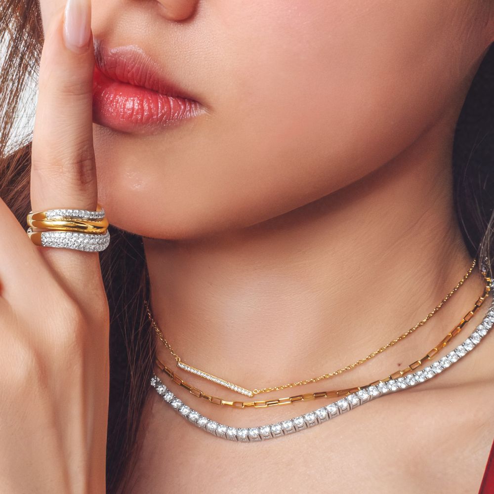 Signature Simulant Diamond 13.2 carat* TW round brilliant tennis necklace in sterling silver
