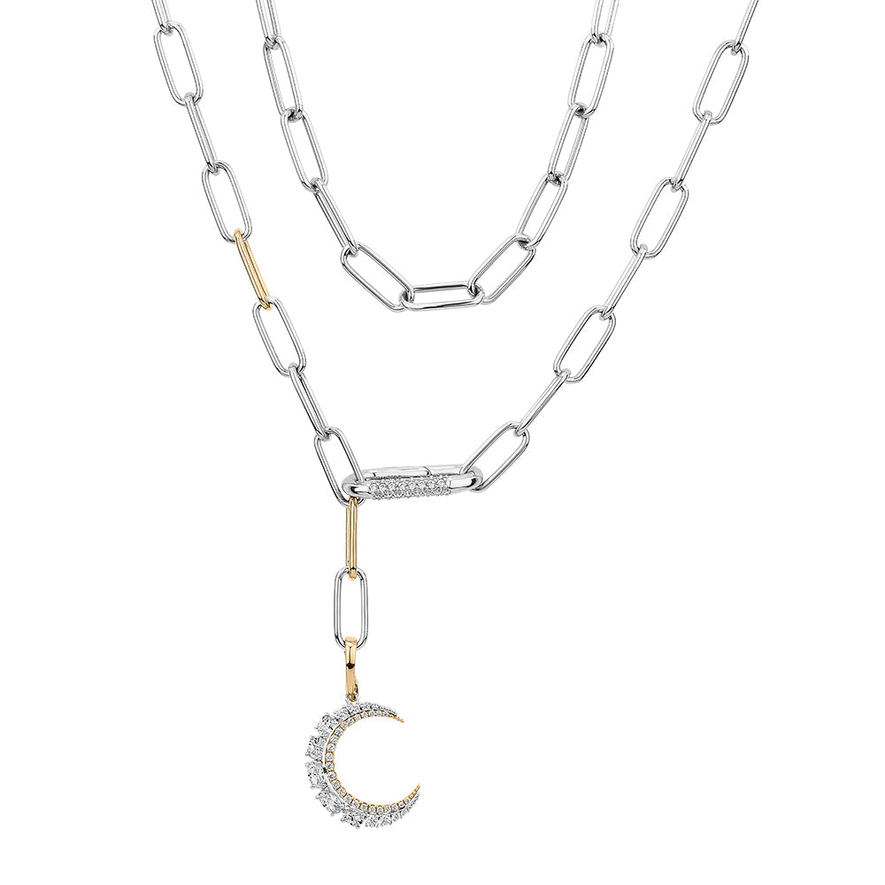 Fancy pendant with 1.12 carats* of diamond simulants in 10 carat yellow gold and sterling silver
