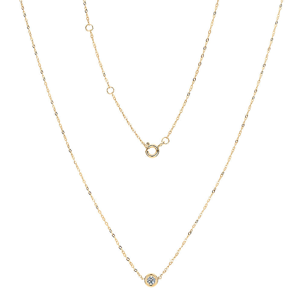 Premium Lab-Grown Diamond, 0.10 carat round brilliant solitaire necklace in 10 carat yellow gold