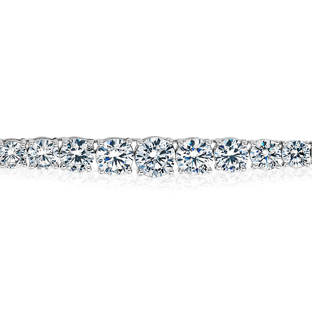 Round Brilliant tennis necklace with 29.92 carats* of diamond simulants in 10 carat white gold