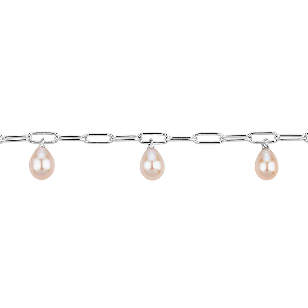 Cultured freshwater pearl necklace in sterling silver