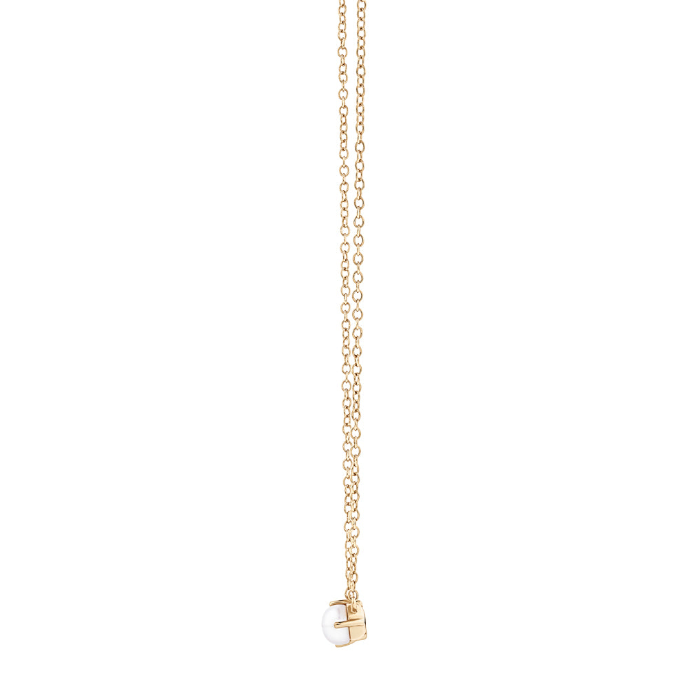 Lab-Grown Simulant and Cultured Pearl, round brilliant and potato shape necklace in 18 carat yellow gold vermeil