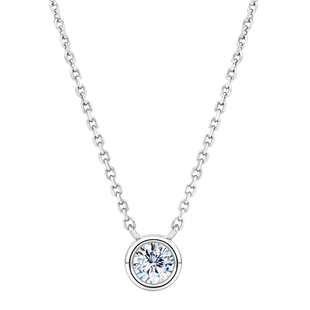 Round Brilliant solitaire necklace with a 0.25 carat* diamond simulant in sterling silver