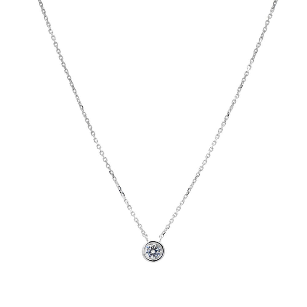 Round Brilliant solitaire necklace with a 0.25 carat* diamond simulant in sterling silver