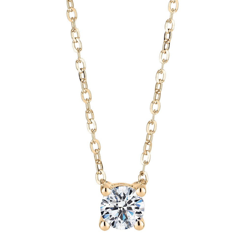 Premium Lab-Grown Diamond, 0.25 carat round brilliant solitaire necklace in 10 carat yellow gold