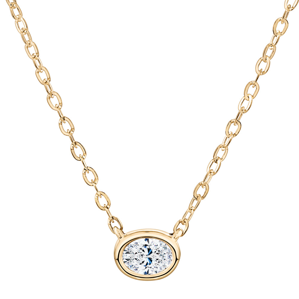 Lab-Grown Diamond, 0.09 carat oval solitaire necklace in 10 carat yellow gold