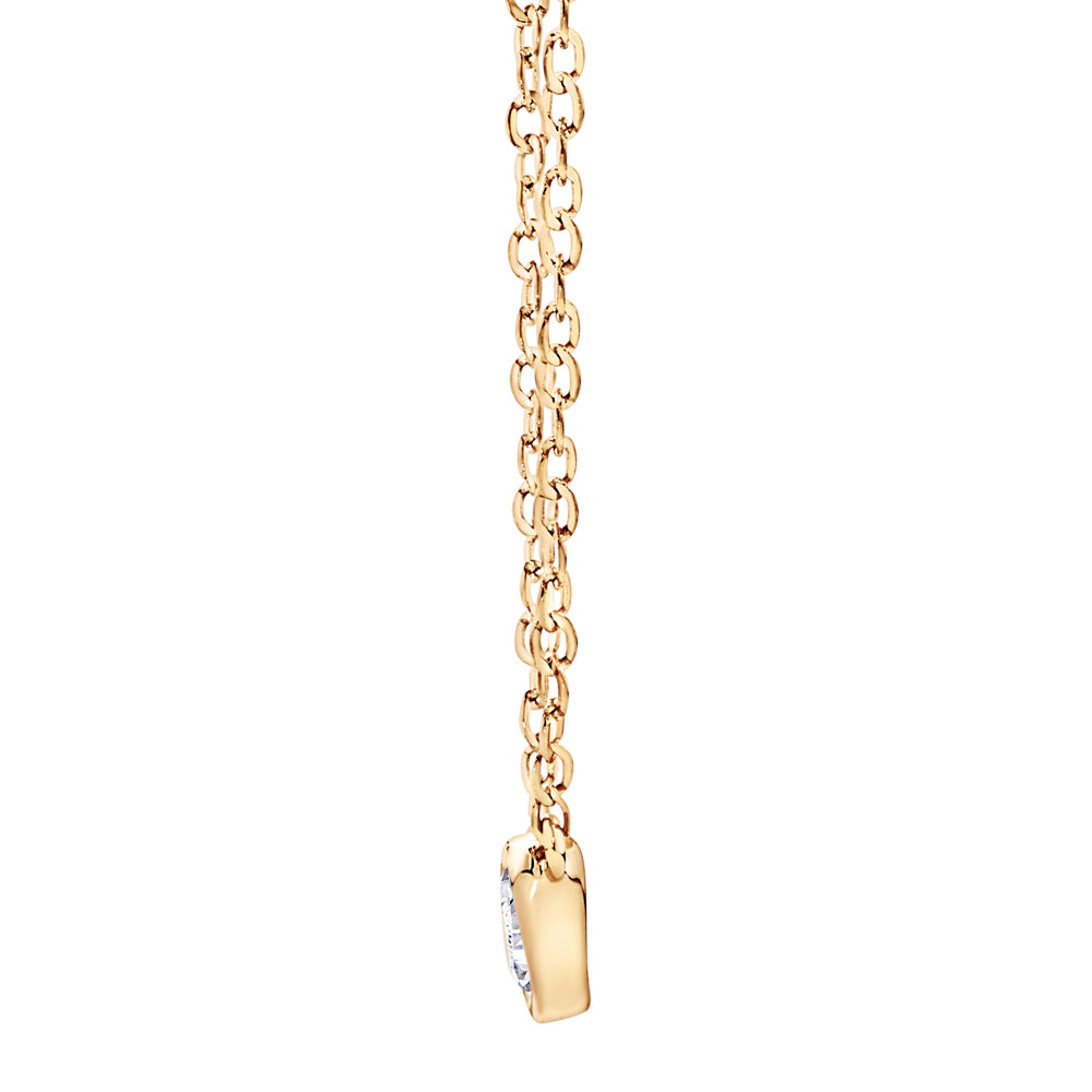 Lab-Grown Diamond, 0.08 carat pear solitaire necklace in 10 carat yellow gold