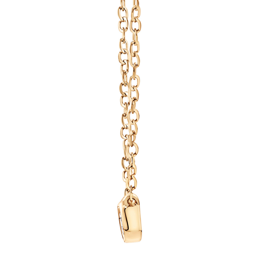 Lab-Grown Diamond, 0.08 carat emerald cut solitaire necklace in 10 carat yellow gold