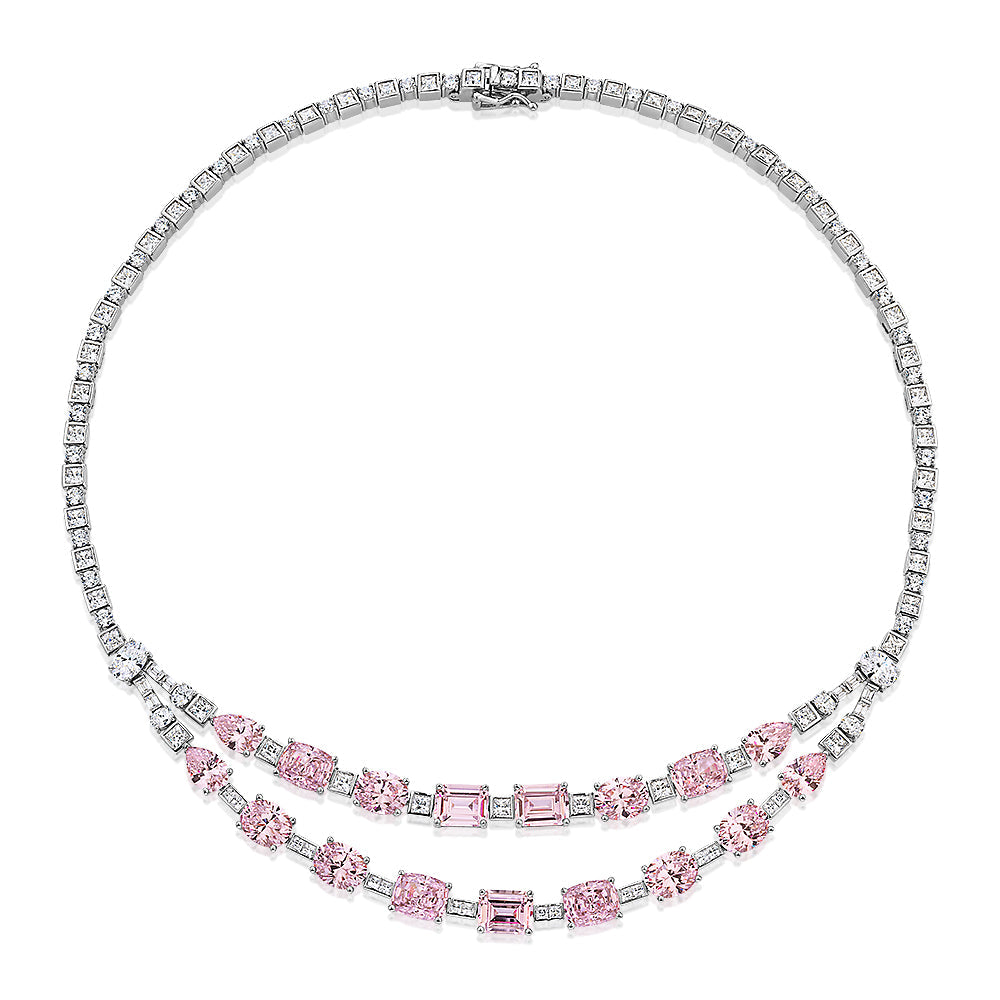 Statement necklace with 52.05 carats* of diamond simulants in sterling silver