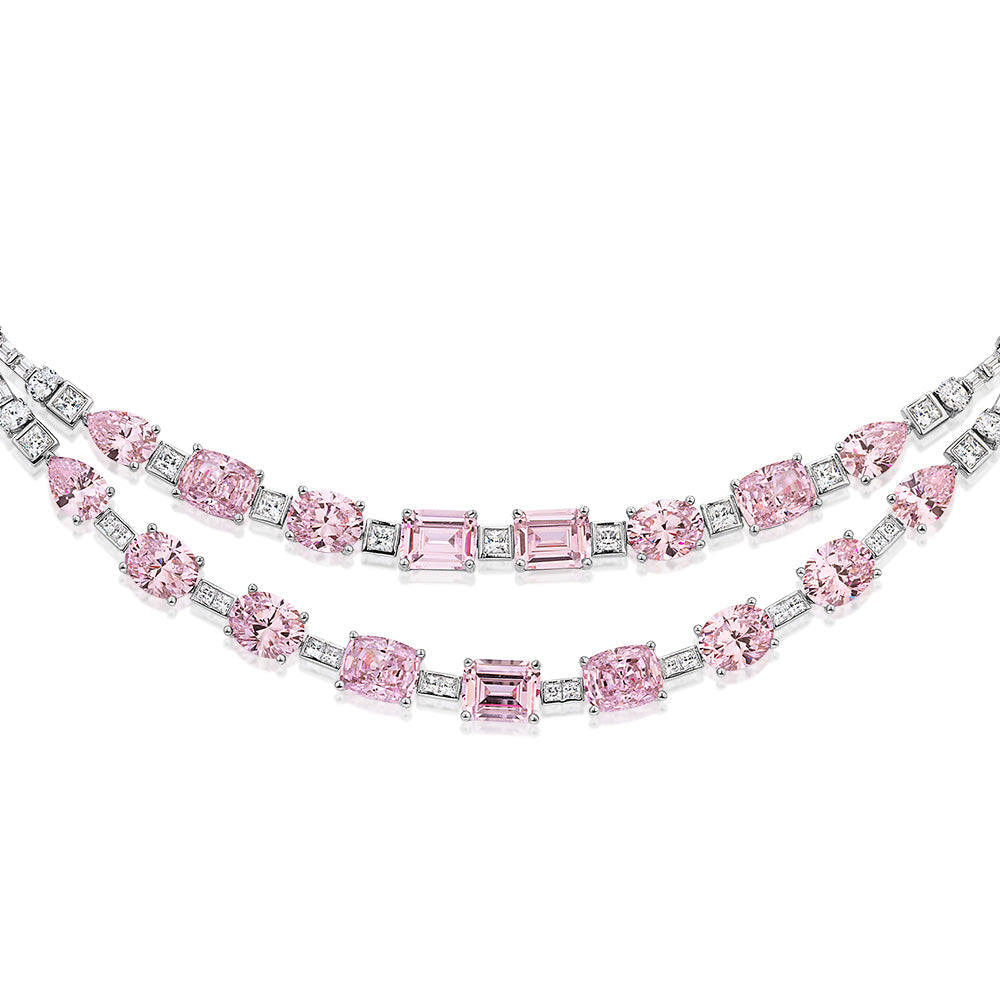 Statement necklace with 52.05 carats* of diamond simulants in sterling silver