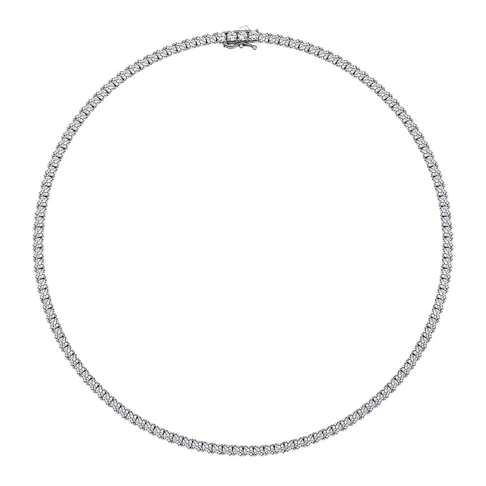 Signature Simulant Diamond 16.1 carat* TW round brilliant tennis necklace in sterling silver