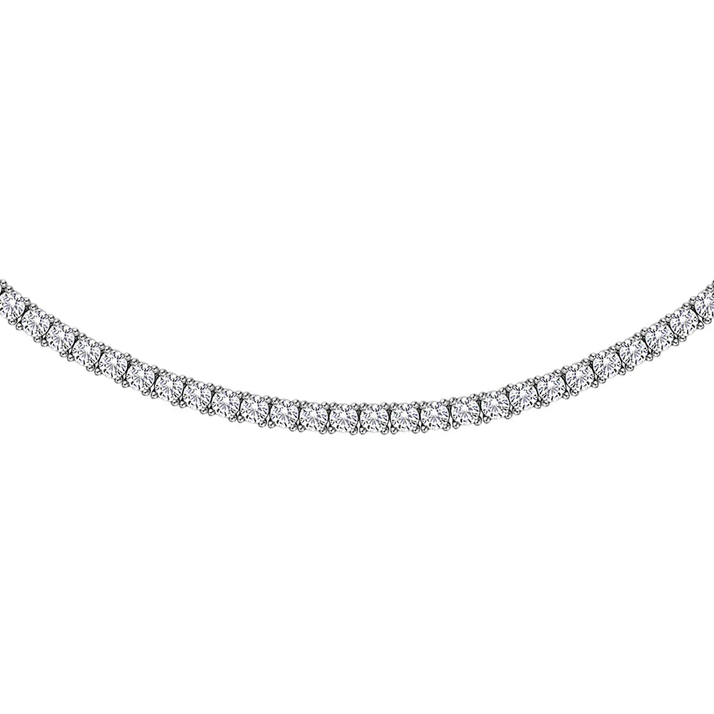 Signature Simulant Diamond 13.2 carat* TW round brilliant tennis necklace in sterling silver