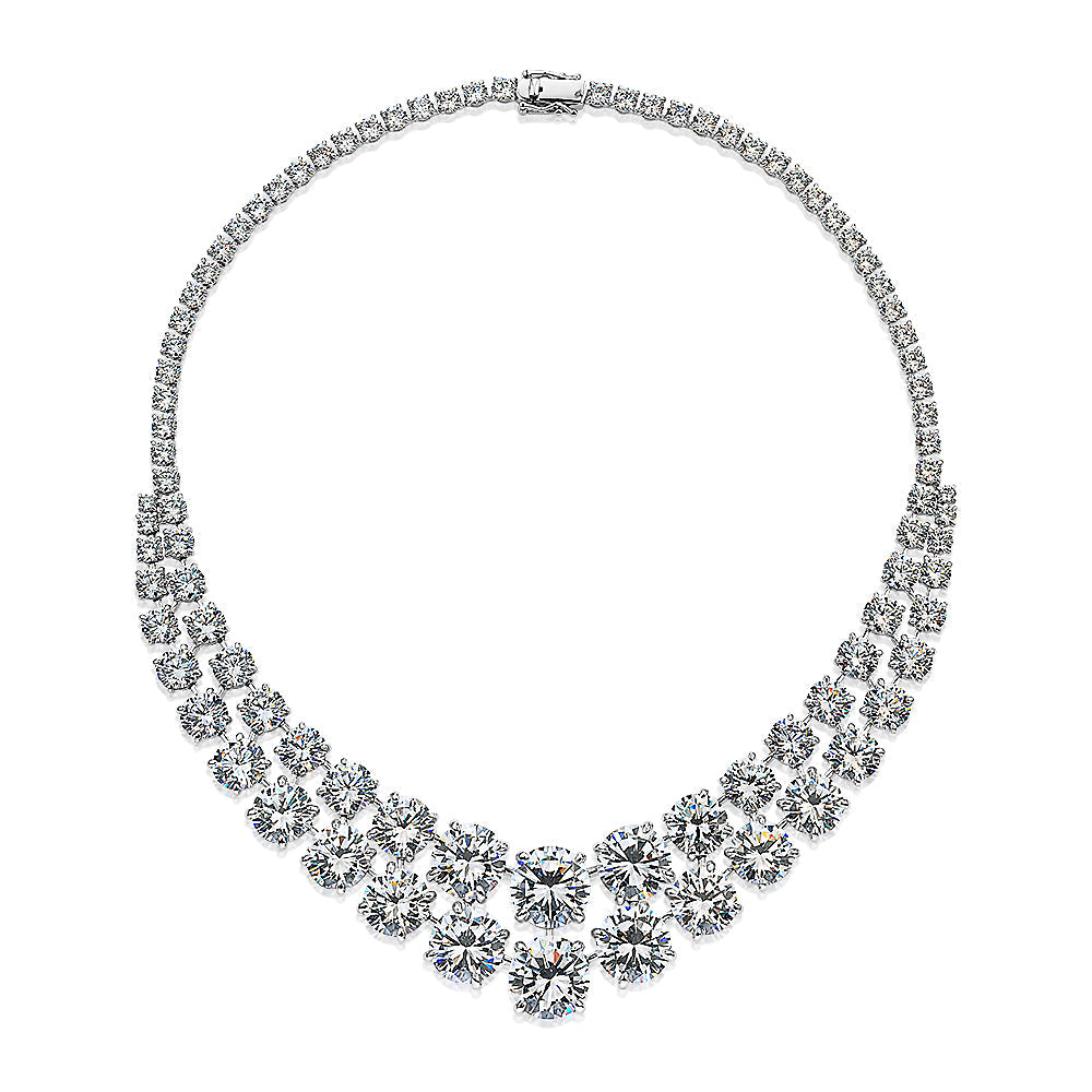 Statement necklace with 193.92 carats* of diamond simulants in sterling silver