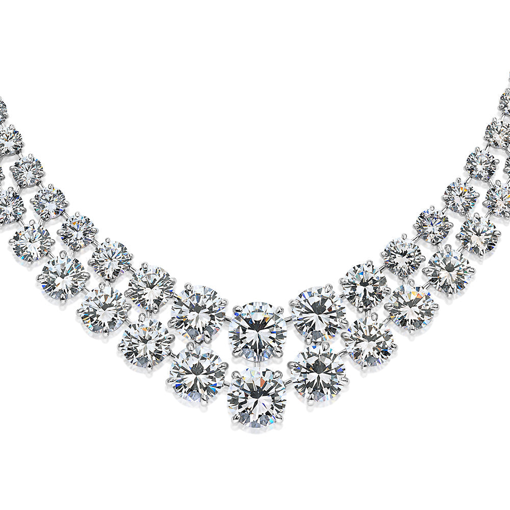 Statement necklace with 193.92 carats* of diamond simulants in sterling silver