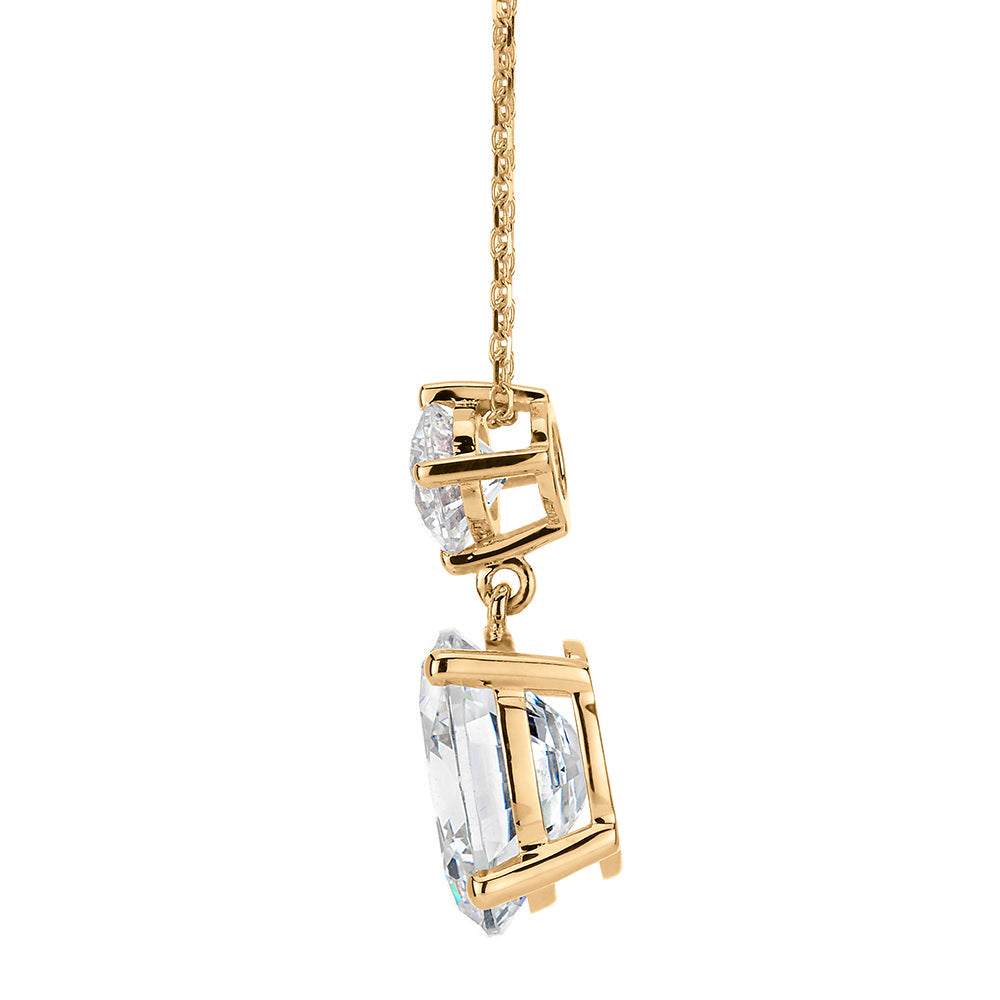 Fancy pendant with 3 carats* of diamond simulants in 10 carat yellow gold