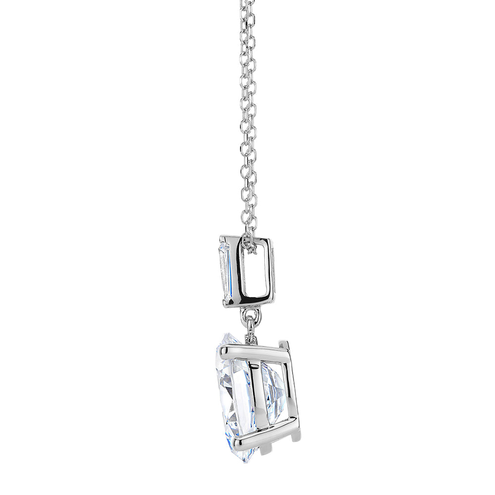 Fancy pendant with 2.69 carats* of diamond simulants in 10 carat white gold