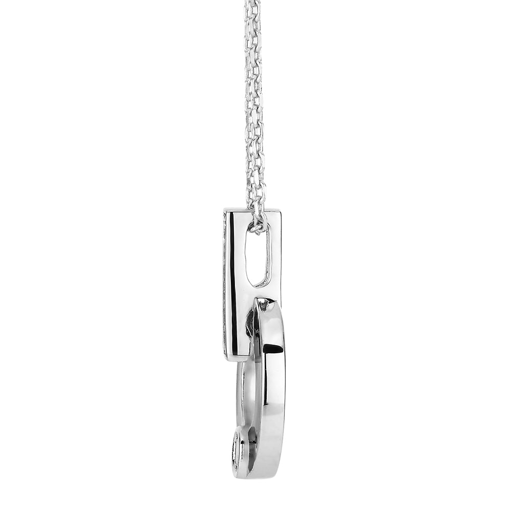 Round Brilliant drop necklace with diamond simulants in black enamel and sterling silver