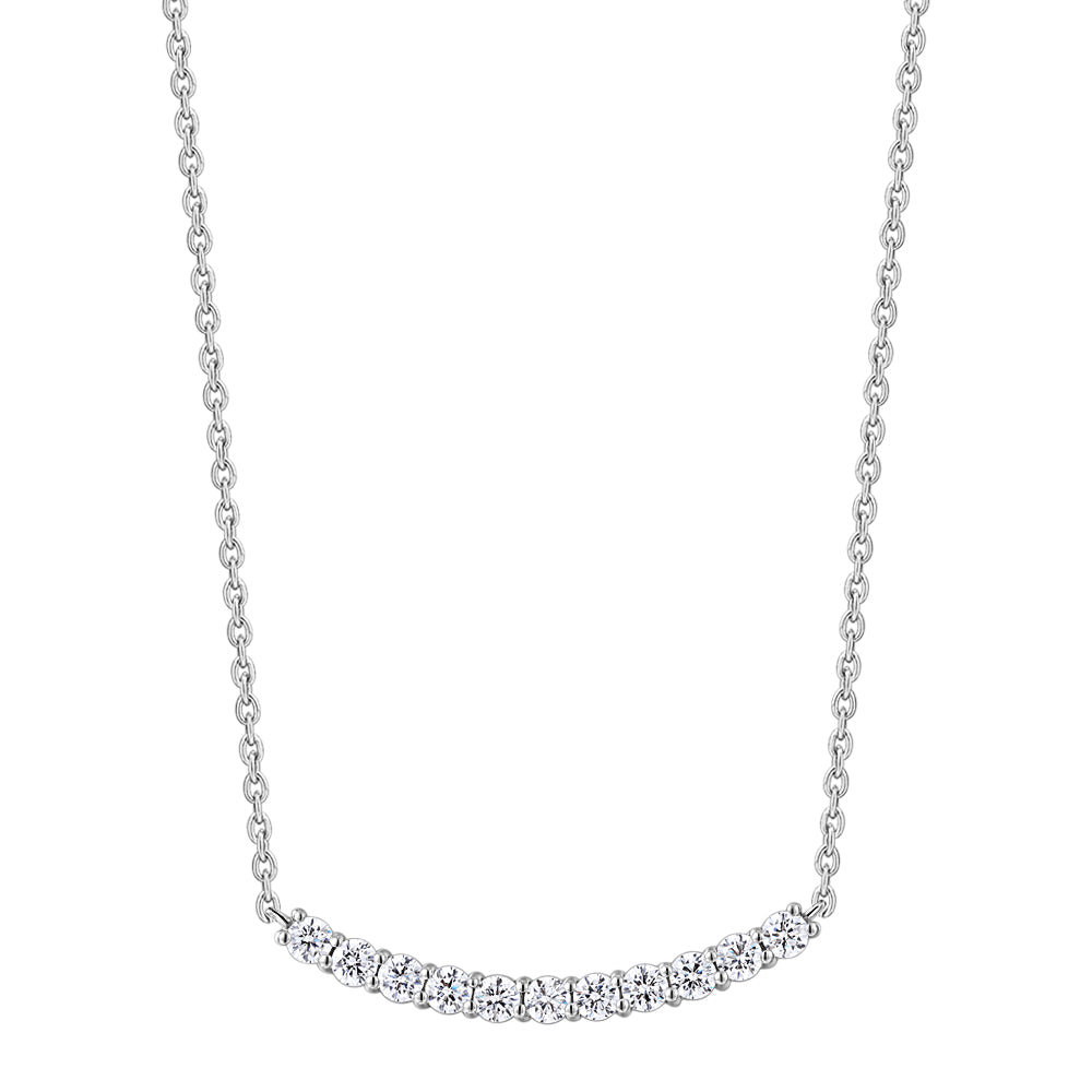 Necklace with 0.88 carats* of diamond simulants in sterling silver