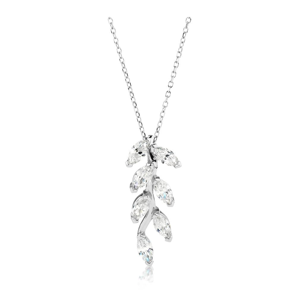 Fancy pendant with 0.98 carats* of diamond simulants in 10 carat white gold