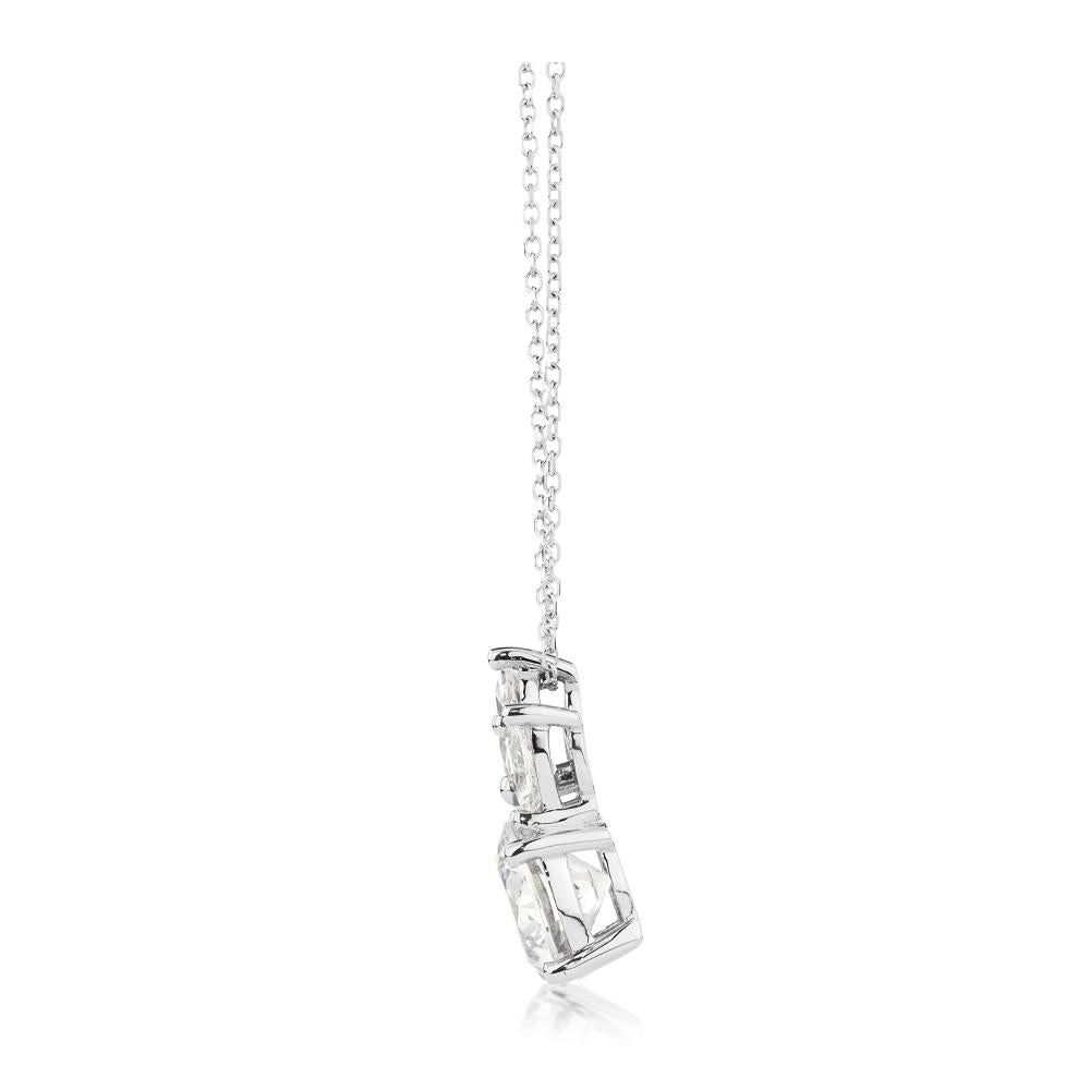Fancy pendant with 2.74 carats* of diamond simulants in 10 carat white gold