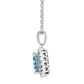 Halo necklace with blue topaz simulant in sterling silver secondary view
