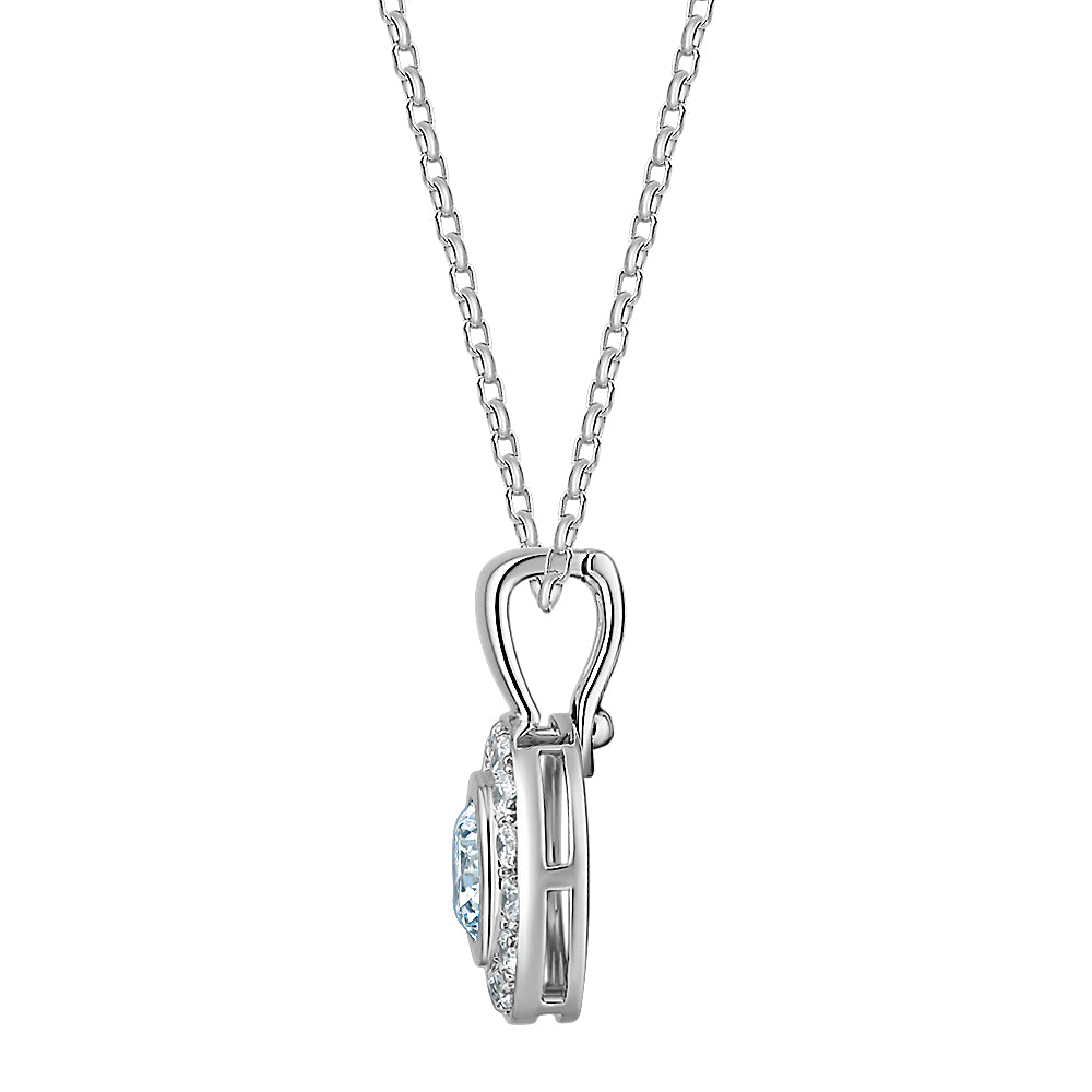 Halo pendant with 1.45 carats* of diamond simulants in 10 carat white gold
