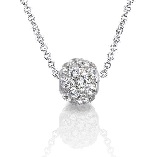 Micro Pave Round Brilliant Pendant Small in White Gold