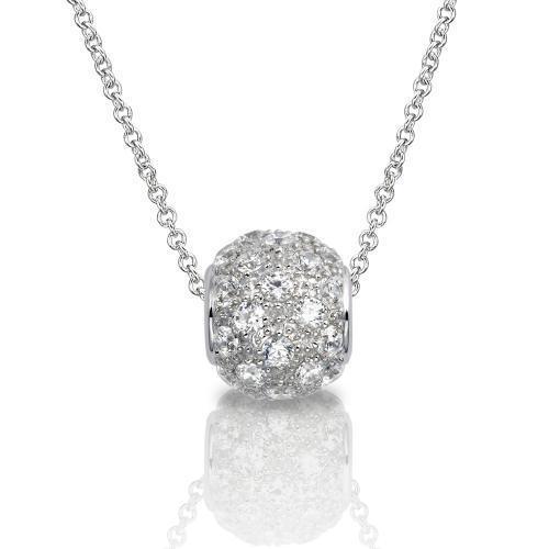 Micro Pave Set Pendant Large in Sterling Silver