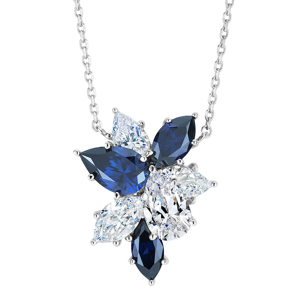 Necklace with 3.43 carats* of diamond simulants in sterling silver