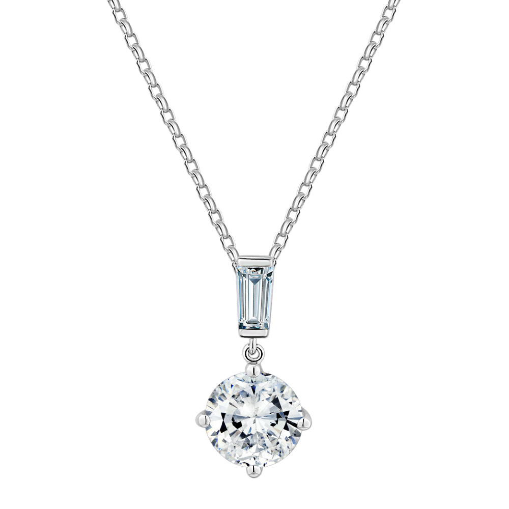 Fancy pendant with 2.3 carats* of diamond simulants in 10 carat white gold