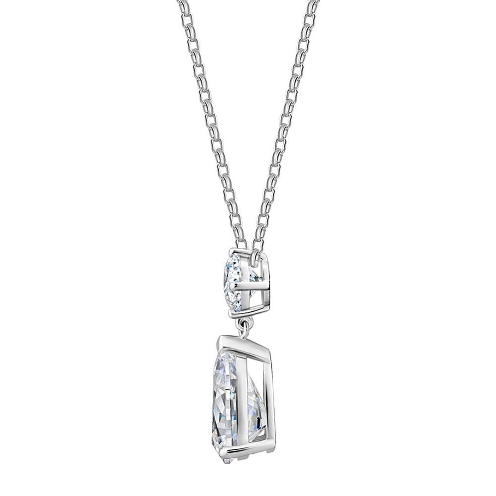 Fancy pendant with 3.84 carats* of diamond simulants in 10 carat white gold