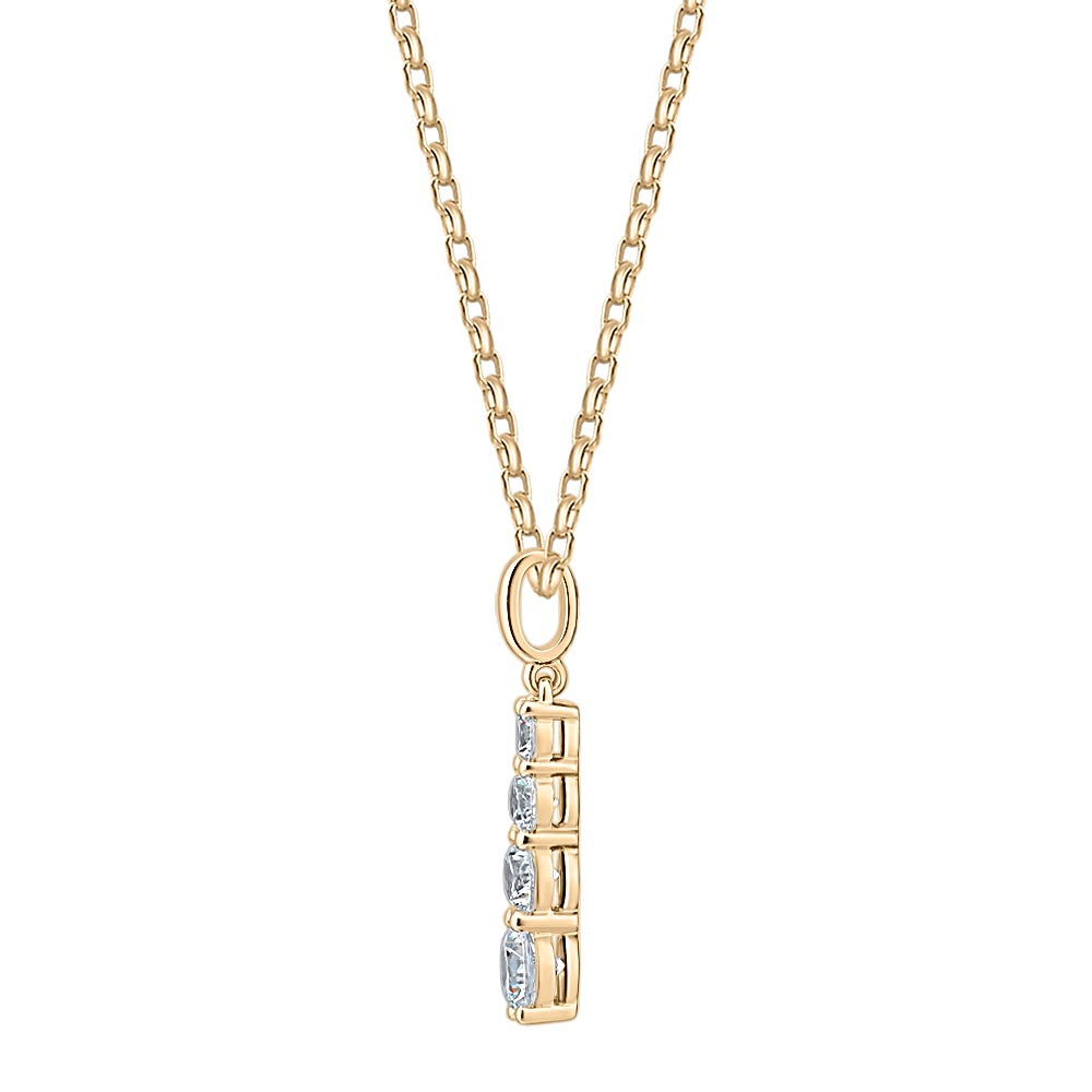 Fancy pendant with 0.62 carats* of diamond simulants in 10 carat yellow gold